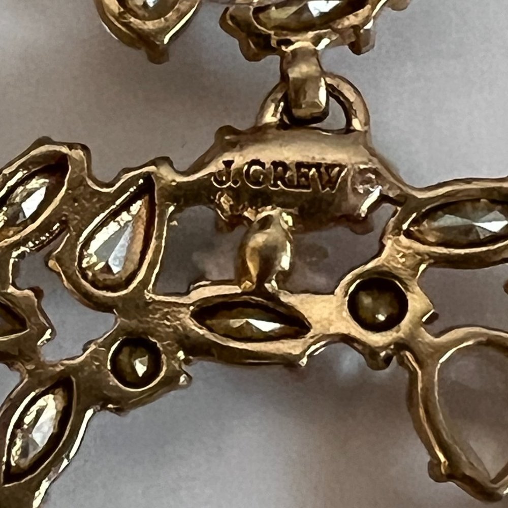 Signed J. Crew Large Dangle Rhinestone Floral Wre… - image 5